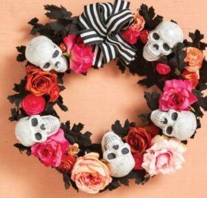 Calaveras y rosas: Decoración de Halloween