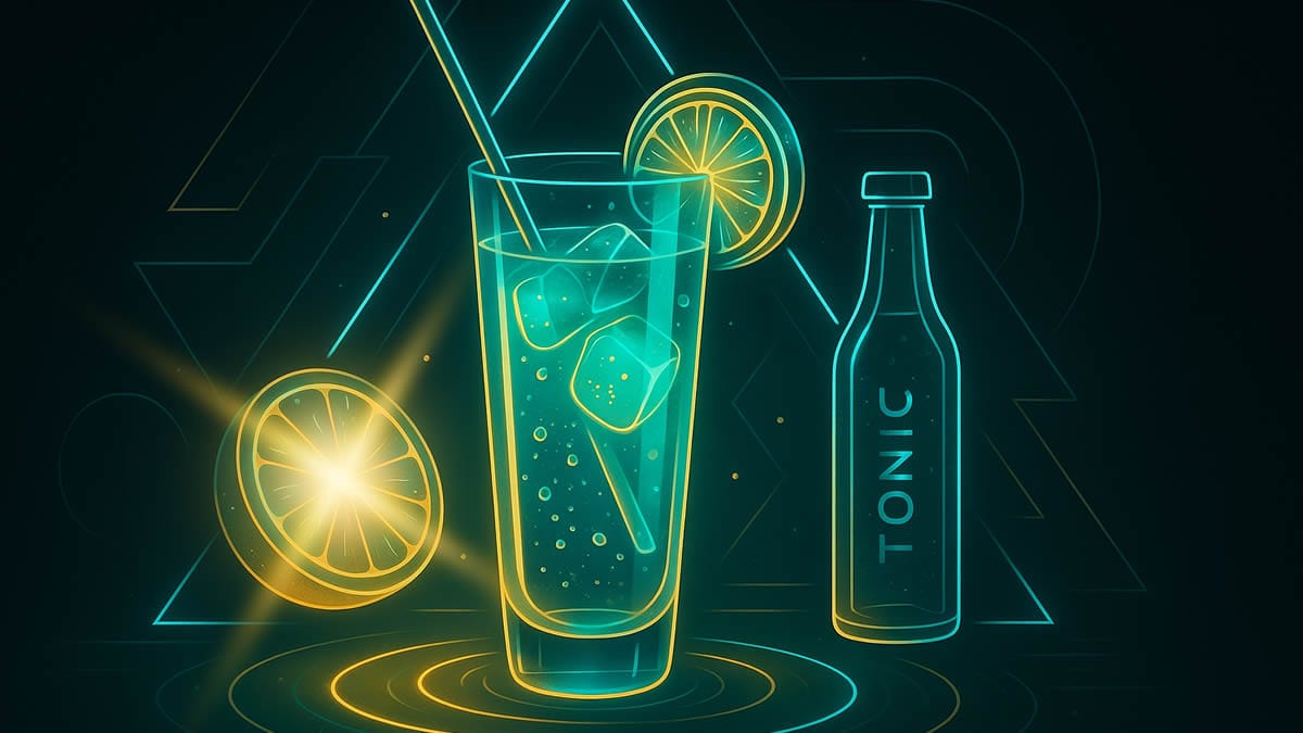 Ilustración futurista de bebida sin alcohol con tonos neón