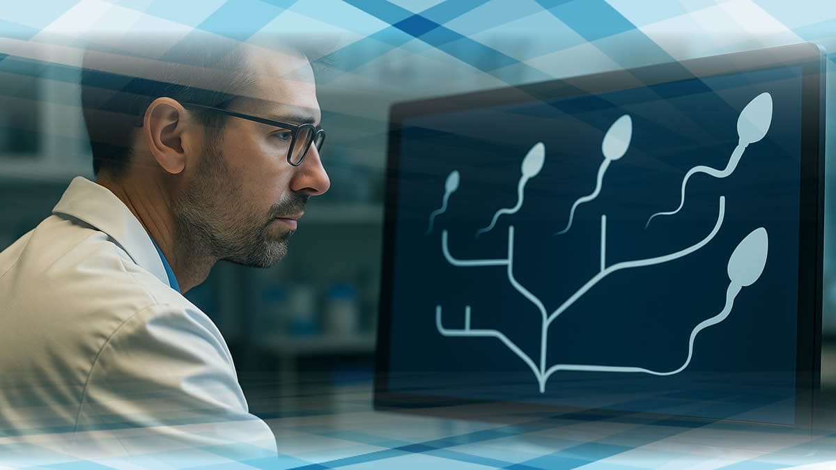 Cómo evolucionaron los espermatozoides mostrados como árbol evolutivo en la pantalla de un científico