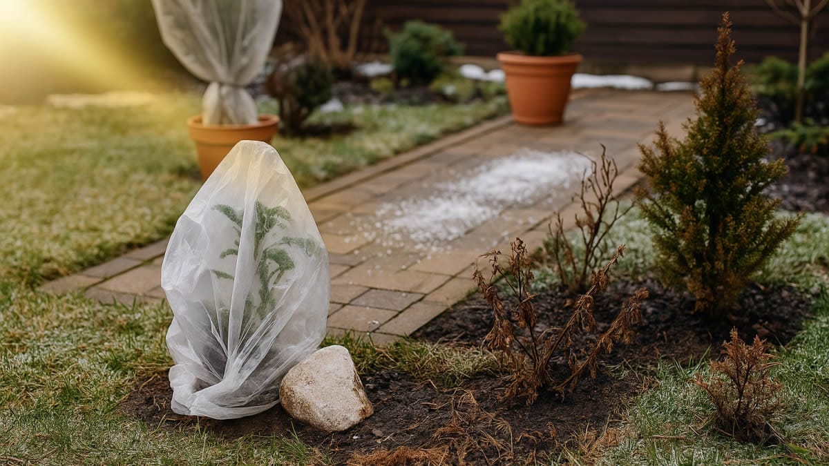 Enmiendas rápidas en un jardín de invierno con plantas dañadas