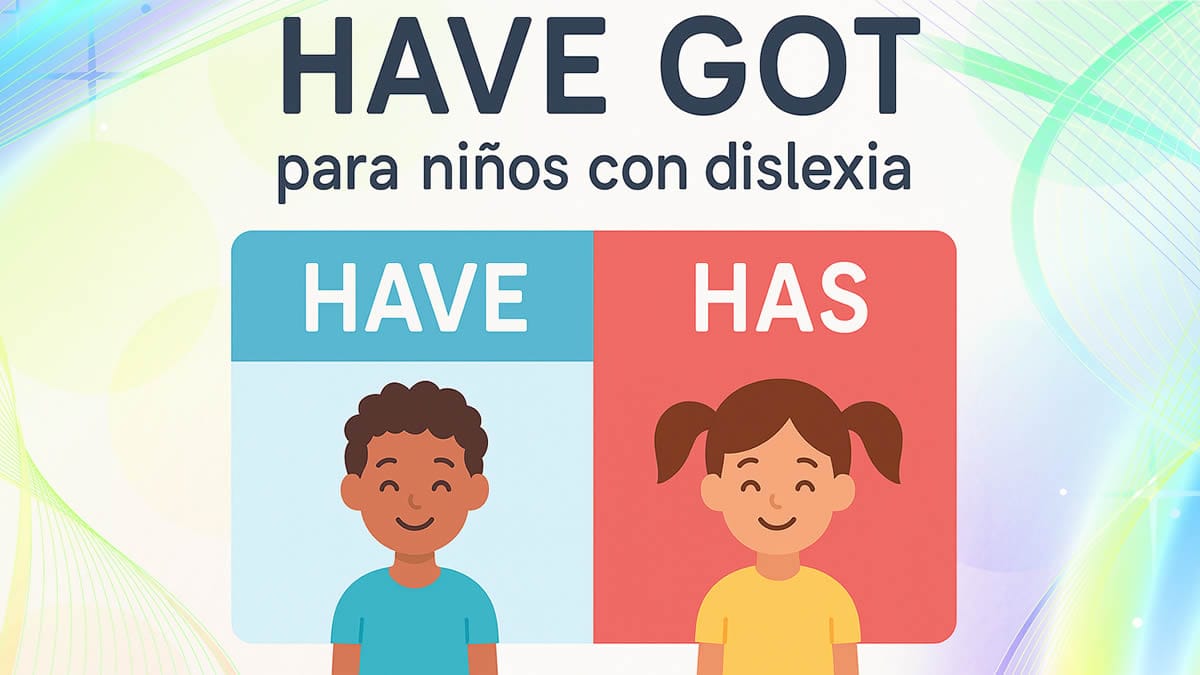 Have got para niños con dislexia explicado con colores e iconos visuales