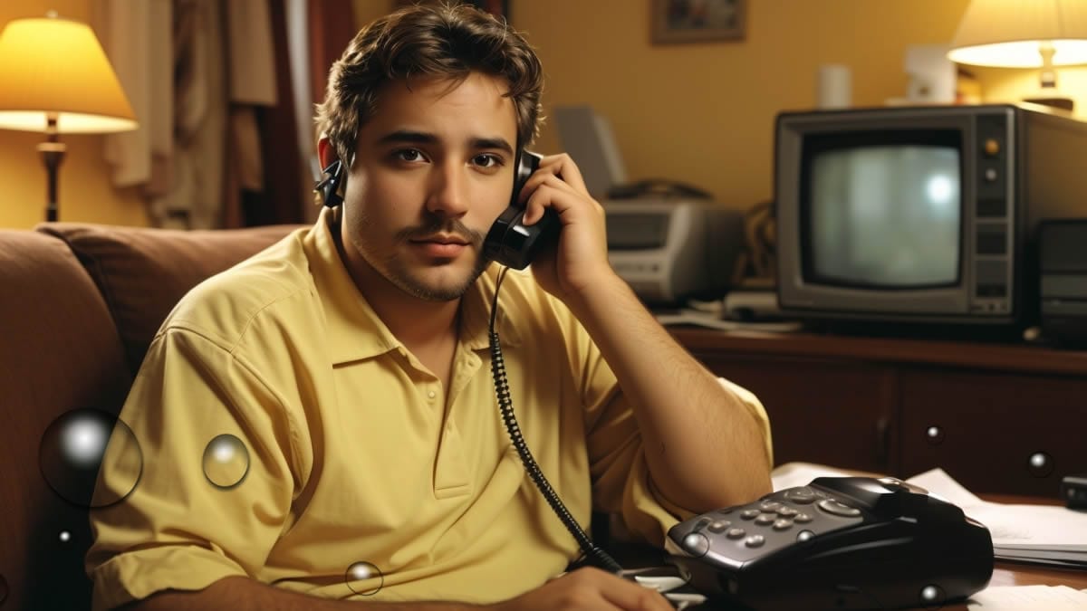 Persona hablando por teléfono sobre facturas en casa con la ley de atención a la clientela 2025