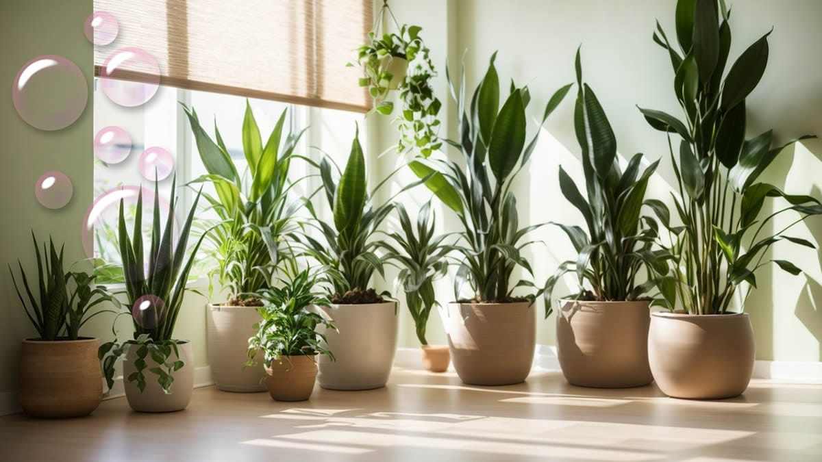 Rincón de salón con varias plantas casi indestructibles de interior fáciles de cuidar