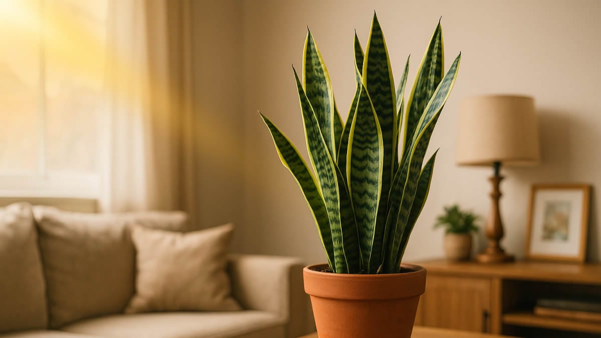 Sansevieria en un salón como planta de interior con poca luz en invierno