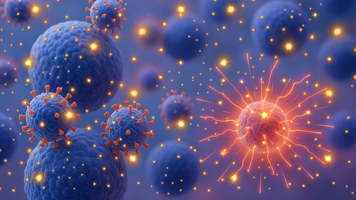 Ilustración sobre virus de Epstein-Barr y lupus en el sistema inmunitario