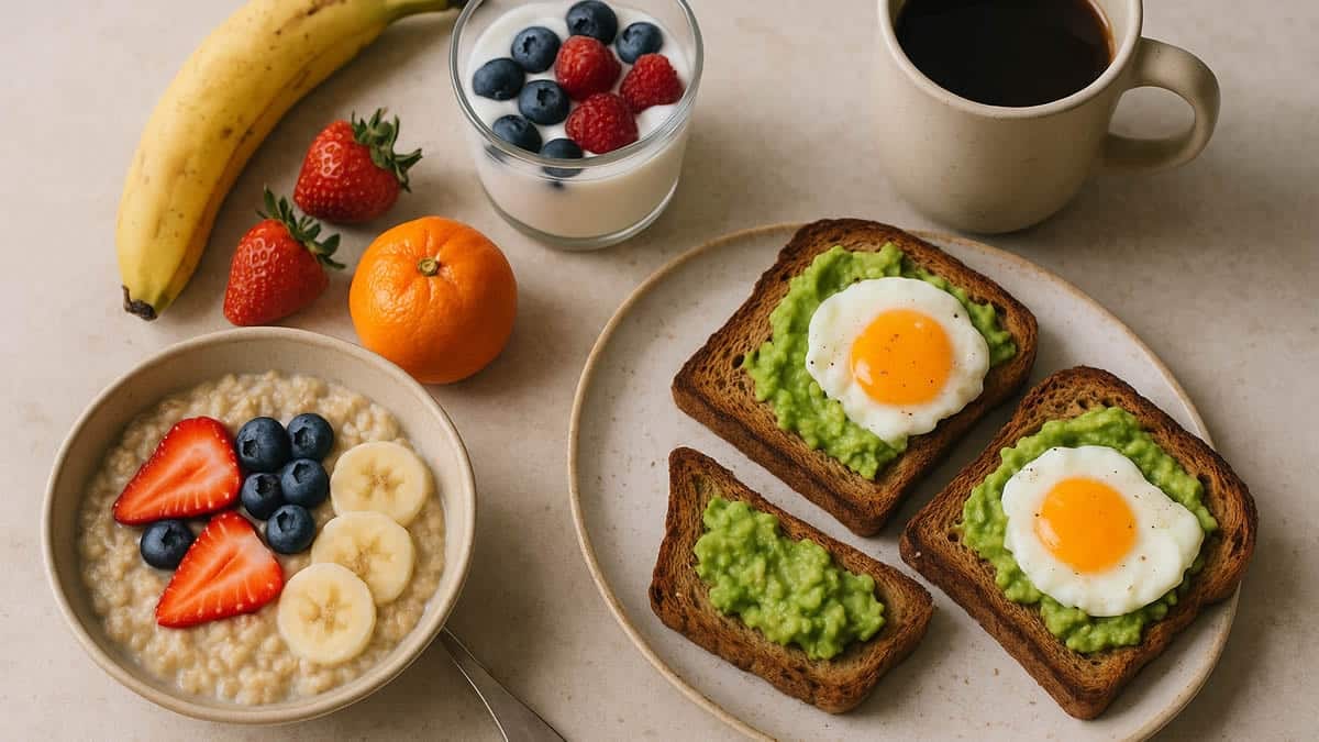 Podemos crear desayunos saludables fáciles con avena, yogur, fruta y tostadas integrales