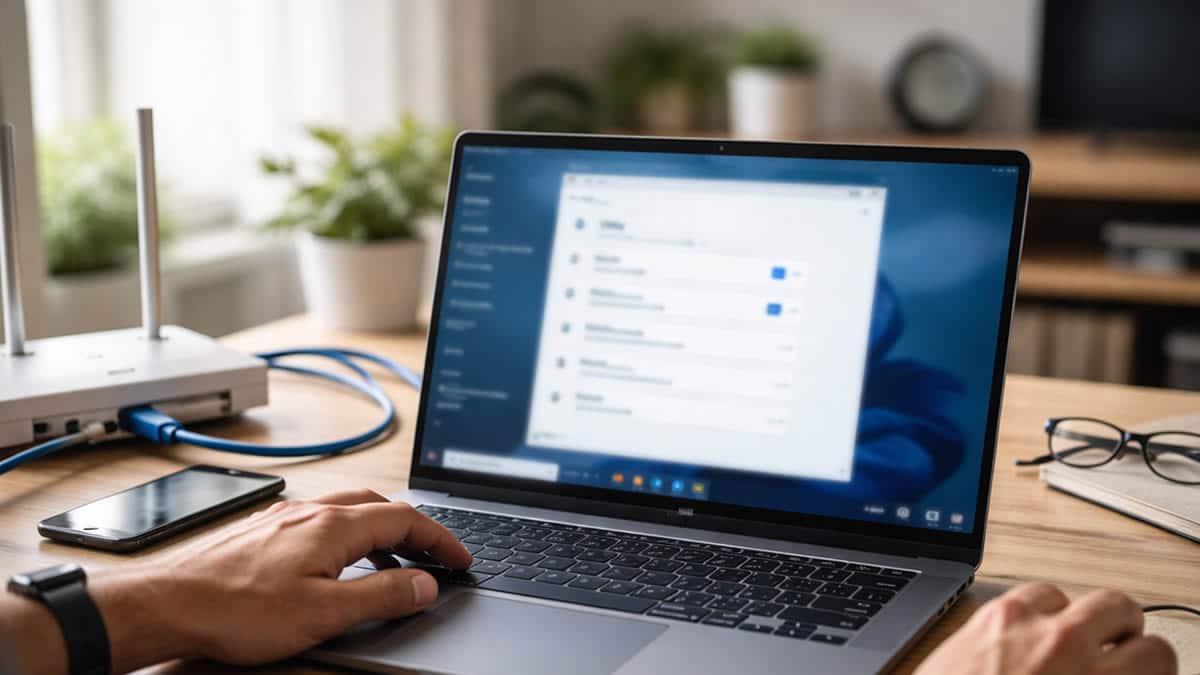 Primer plano de un PC con Windows mostrando la pantalla de configuraci&oacute;n de VPN para aprender a usarla de forma segura.