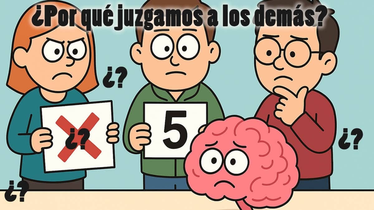 Personas señalándose y juzgándose, representando cómo el cerebro interpreta el juicio social